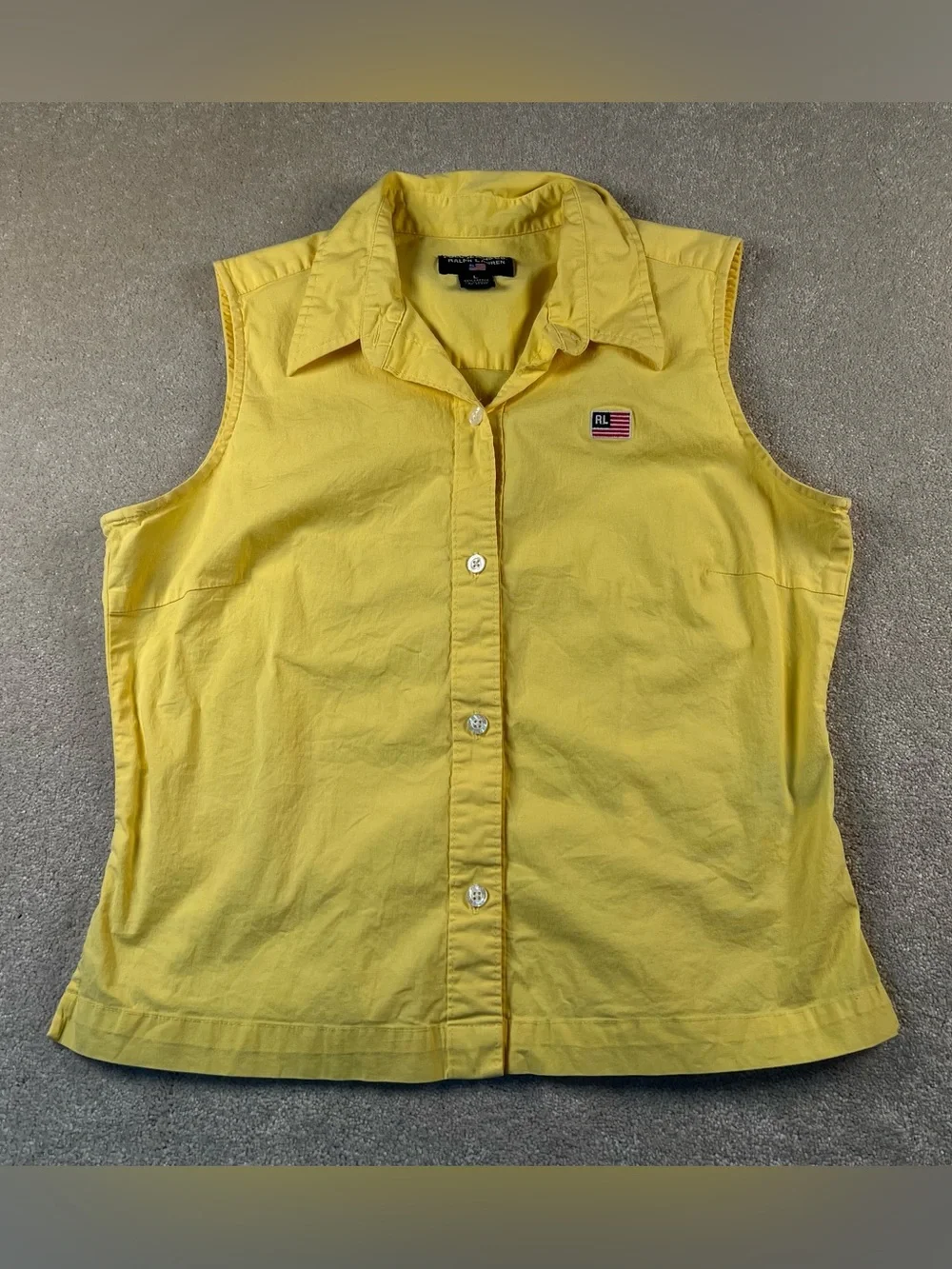 Polo Jeans Co Ralph Lauren Shirt Yellow Button Up Women's Large Vintage
